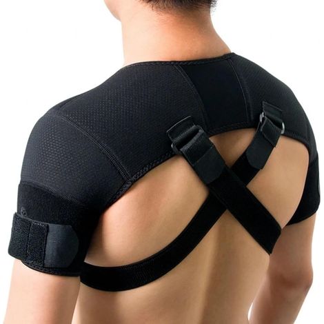 Support d'épaule à double épaule, orthèse d'épaule réglable, soutien d'épaule pour soulager la douleur et prévenir les blessures pour les hommes et les femmes (1/5)