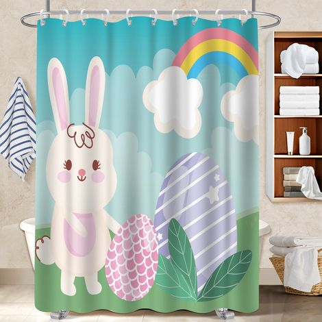 Rideau de bain 180x180 poids aux ourlets cache baignoire pour maison de campagne (1/5)