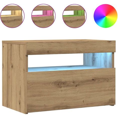 Meuble TV,Banc TV,Armoire TV avec lumières LED chêne artisanal bois d'ingénierie CFW670557 (1/5)
