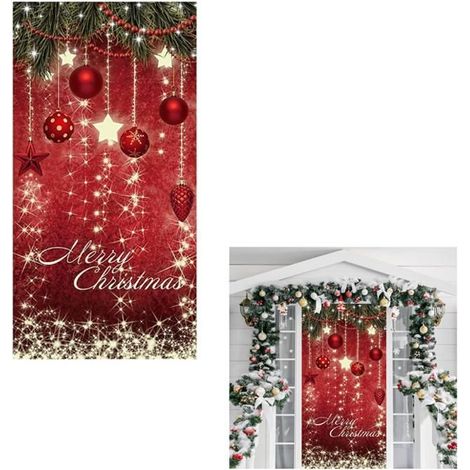 Weihnachtsdekoration - Türbanner 180 x 90 cm, festlicher Hintergrund für ein Fröhliches Weihnachten