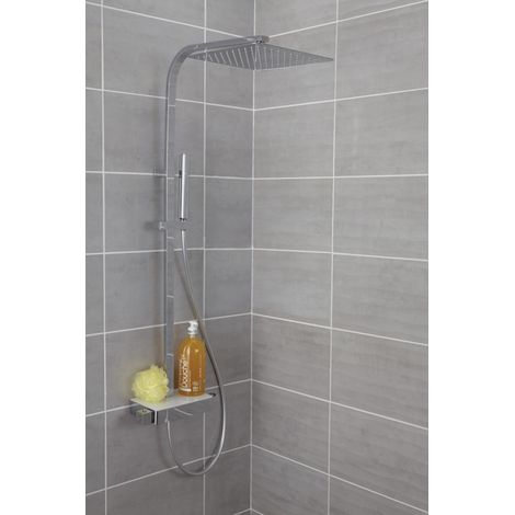 Colonne de douche thermostatique carrée – Mitigeur thermostatique – Finition chromée – Design moderne pour salle de bain – Alterna (1/4)