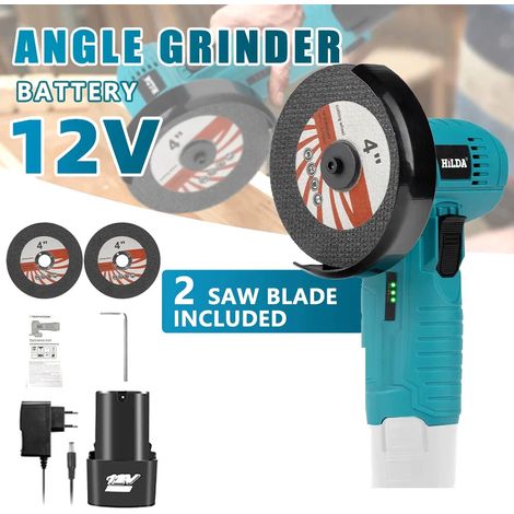 Mini Meuleuse D'Angle Sans Fil 11000rpm 12V M5 Professional Disqueuse Sans Fil avec 2 batteries, Meuleuse d'angle pour Meuler et Polir, Couper