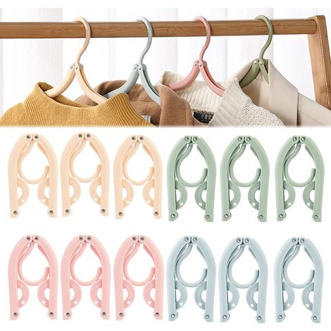Lot de 12 cintres pliables de voyage, accessoires multifonctions, cintres en plastique robustes, gain de place, antidérapants et portables, pour maison, hôtel, camping. (1/5)