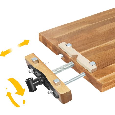 Étau en bois, diamètre de vis 2,3 cm, longueur de vis 30 cm, distance centrale 12,7 cm, pince anti-décrochage, construction en fer malléable (1/5)