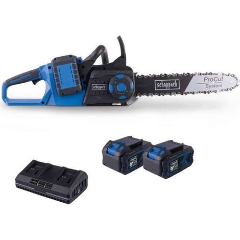 Akku-Kettensäge BC-CS355Duo-X - Schnittlänge 33,5cm - SCHEPPACH 20V IXES + 2 Batterien 4Ah + Doppel-Ladegerät 4.5A