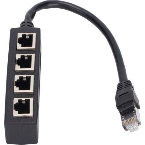 Sjqka – Adaptateur répartiteur RJ45 1 mâle à 4 femelles – Transmission fluide – Câble réseau CAT7 – Noyau plaqué or pour meilleure connectivité (1/4)