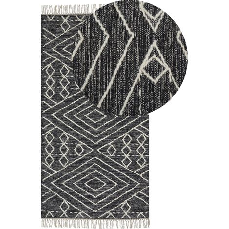 Rug KHENIFRA Black 80 x 150 cm Cotton