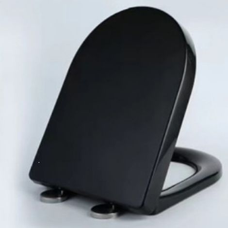 Abattant WC Forme U, Cuvette Toilette avec Frein de Chute, Lunette WC Avec Charnière Métallique, Lunette de Toilette Universelle, Noir (1/4)