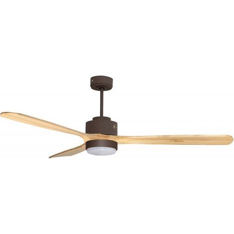 Modulo de KlassFan - Super destratificateur et ventilateur DC 166 cm Chocolat pales bois clair avec Lumière 30 à 60 m² (1/5)