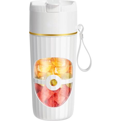 Batidora portátil，licuadora inalámbrica para batidos，450 ml，puerto USB-C，vaso recargable + PP，6 cuchillas afiladas de acero inoxidable (1/5)