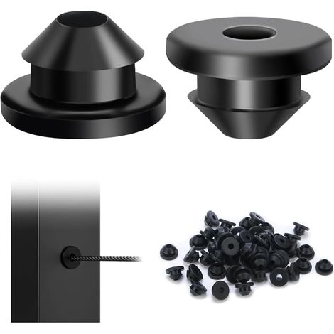 Manchon de Câble Métallique en Acier Inoxydable, Raccord de Garde-Corps, Œillet de Protection, Coussinet en Caoutchouc Noir 229,63 G (1/5)