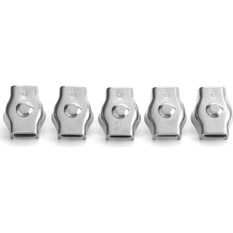 Lot de 5 pinces à câble simplex en acier inoxydable, fixation marine pour machinerie forestière, 5mm/0.2 pouce (1/5)