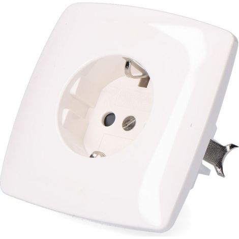 Base t/t liscia da incasso, tipo Schuko, 10/16 a 250 V, bianca (confezionata in termoretraibile) (1/2)