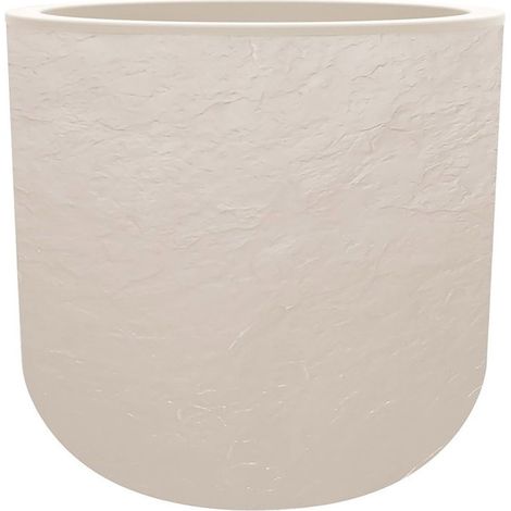 EDA – Pot de fleurs rond en plastique 67L – Ø 50 cm – Beige calcaire – Zone de rétention d'eau intégrée – Anti-UV – Pour intérieur/extérieur