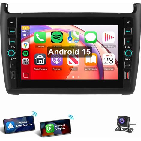 Android 15 Carplay GPS Pour VW Polo 6R 6C 2009-2017 Autoradio GPS Bluetooth 2+64G CAM