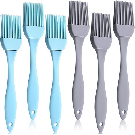Set mit 6 hitzebeständigen Backpinseln aus Silikon, für Pudding, Grillen, Grillen, Backen, Backen und andere Zubereitungen. Antihaftbeschichtet. (1/5)