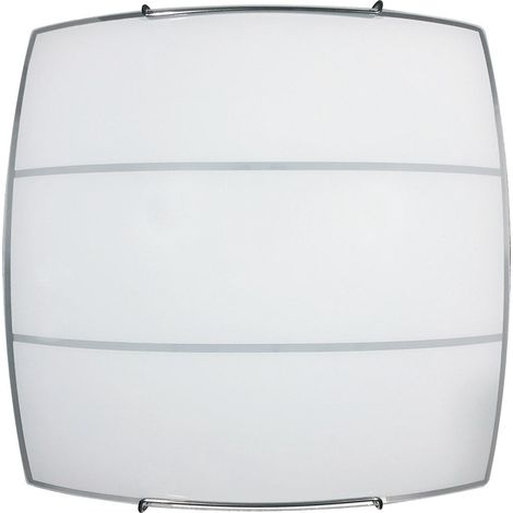 Plafoniera 1xE27 Ganci Cromo Vetro Lastra Serigrafato Bi 2 Righe E-Energy Luce (1/2)