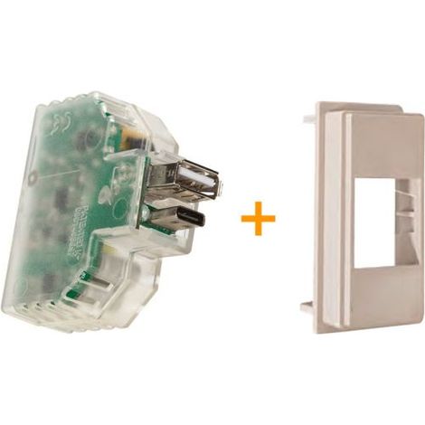 Fanton caricatore caricatutto USB A+C compatibile Bticino Living Now Sabbia - 82893
