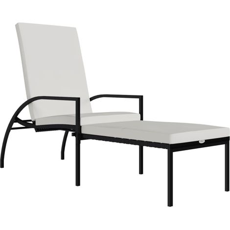 Chaise longue, Fauteuil Relax, pour Jardin Balcon Camping, avec repose-pied Résine tressée Noir OIB4121E (1/5)