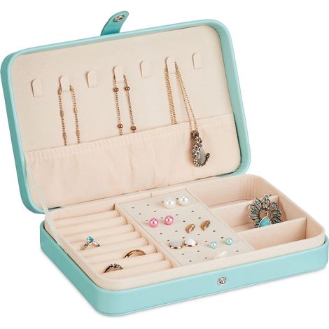 Estuche de viaje para joyas: organizador compacto con aspecto de cuero