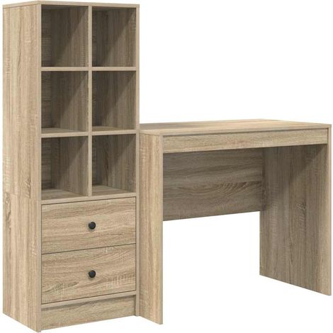Bureau avec rangement 2 pcs,Table de travail,Table d'étude Chêne Sonoma 90 x 50 x 76 cm CFW76469 (1/5)