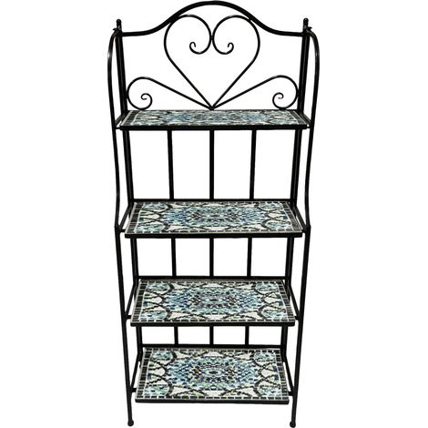 Axi Cleo Etagère À Plantes En Métal Avec Mosaïque, Multicolore Support À Fleurs, 4 Niveaux Avec Carreaux De Mosaïque En Céramique Pour Jardin / Balcon / Terrasse - 64 X 27 X 140,5 Cm (1/5)