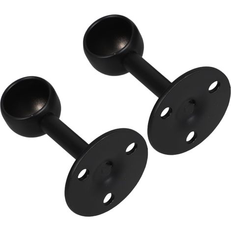 GLEAVI 1 paire de supports de tringle à rideaux noirs en acier inoxydable avec vis, pour tringle à rideaux de douche et de penderie (1/5)