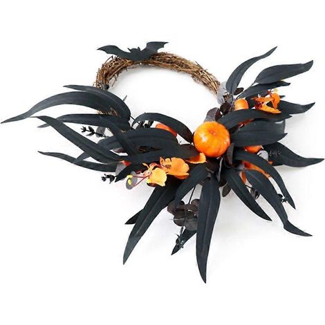 Guirlande d'Halloween suspendue pour décoration intérieure/extérieure, couronne festive et élégante pour fête, décoration murale. (1/4)