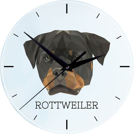 Rottweiler - reloj de pared geométrico con foto e inscripción de Art-Dog (1/4)