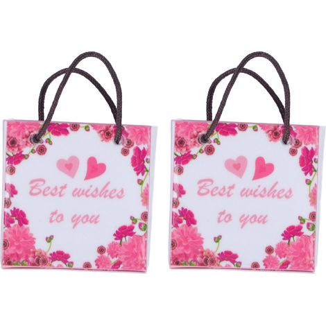Petits Sacs Cadeaux Miniatures 1/12 Lettre Fleurs Imprimé avec Anses pour Maison de Poupée Lot de 2 (1/5)