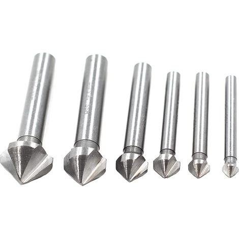 Ulisem 6 pezzi 90° 3 flauto HSS svasatore set punta da trapano svasatore 1/4" svasatore gambo 6 punte (1/5)