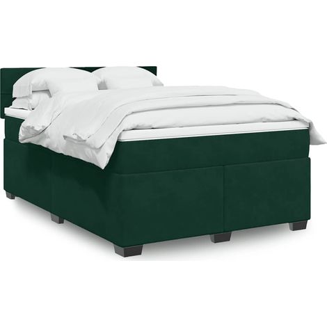 Teenpull – Boxspringbett mit Matratze Dunkelgrün 140x190 cm Samt (1/5)