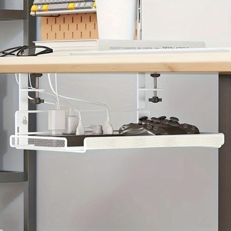Plateau de rangement métallique Sreuyong pour câbles de bureau, organisateur de rangement sous table pour bureau et maison (1/4)