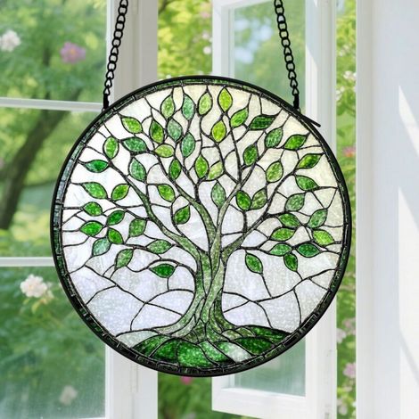 Capteur de Soleil en Vitrail  Décoration Spirituelle pour Maison 20cm (1/4)