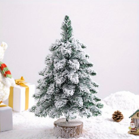 Arbre De Noël Flocké - 45 cm - Scène Enneigée Pour Bureau Et Intérieur - 1 Pièce (1/5)