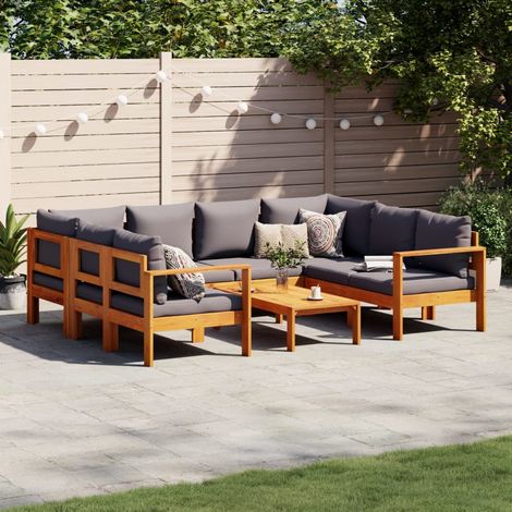 Salon de jardin avec coussins 6 pcs bois d'acacia solide (1/5)