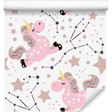 Carta da parati "Unicorni tra le stelle" per soggiorno e camera da letto, 50x1000 cm (1/5)