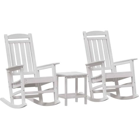 Maison Exclusive - Sedia a dondolo 3 pcs Bianco Polietilene