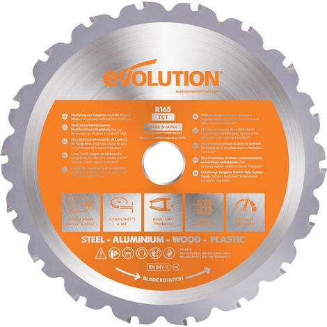 Lame Polyvalente en Carbure de Tungstène Rage,165 mm - R165TCT-18CS, rage evolution, scie evolution rage, disque scie circulaire, lame de scie circulaire, lame multi-matériaux (1/5)