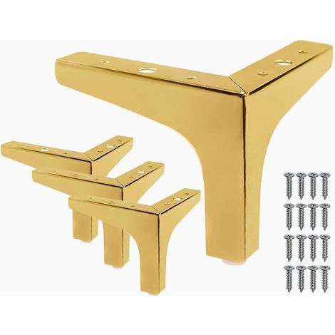 Verstellbare Schrankbeine, 17 cm / 7 Zoll, Möbelbeine, Gold, 4er-Set Moderne Tischbeine, dreieckige Metallfüße Sofafüße, Ersatzbeine, 13 cm / 5 Zoll, Gold