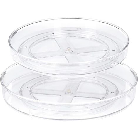 XEPHO Lot de 2 Lazy Susan Plateau Tournante de Cuisine Plateaux de Rangement Rotatifs à 360° pour Cuisine et Salle de Bain(27 x 4,6 cm + 23,5 x 3,8 cm)