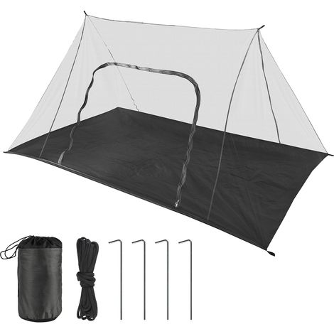 Grande Moustiquaire de Camping 240 × 140 × 110cm, Légère, Noire  avec Fermeture Éclair, pour l'Extérieur, la Randonnée, le Toit à Pignon (1/5)