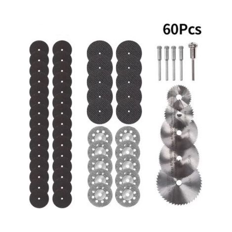 Disques diamant mini de coupe 60 pièces – pour bois, verre, plastique, métal et pierre – diamètre 22 mm, acier HSS (1/5)