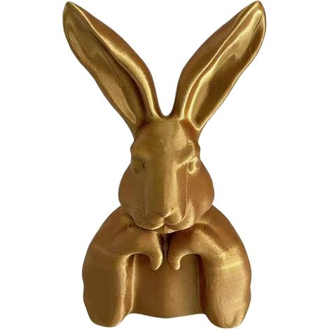 Décoration de Lapin de Pâques doré Sculpture Lapin Doré de Printemps Accessoire Décoratif Maison Pour la maison, la fête, l'étagère, la table à manger, le manteau de cheminée, (1/5)