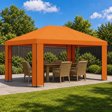 Teenpull – Pavillon 4 x 3 m Orange Polyester und Stahl 190 gsm (1/5)