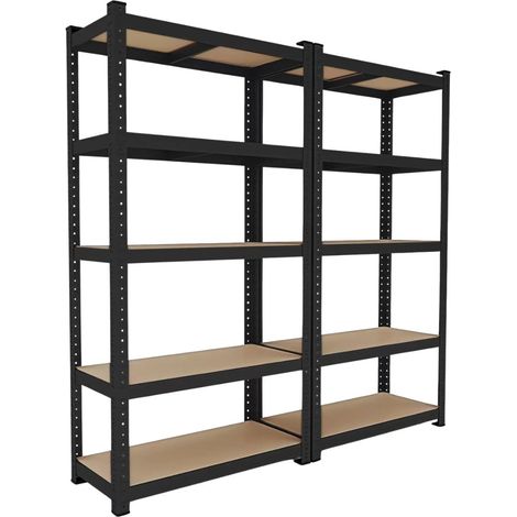 Scaffalatura in metallo Set di 2 scaffali componibili 40x90x180cm di colore nero (1/4)