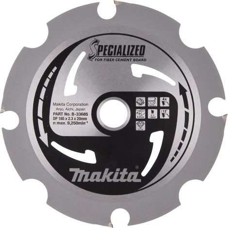 Makita B-33685 B-33685 Specialized Blade for Fibre Cement Board 165 x 20mm x 4T MAKB33685