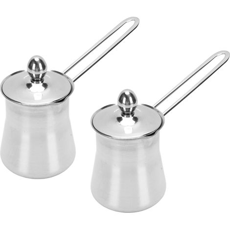 Cafetière Turque Inox Lot de 2 Pots à Café 450ml Antiadhésif Bec Verseur Long Manche pour Cuisson Induction Gaz Électrique (1/5)