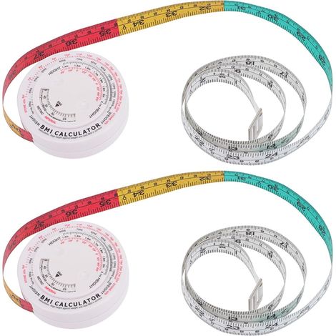 Ruban à Mesurer Bmi Rond 1,5 M Lot de 2, Mètre Ruban Rétractable en Abs et Pp, Outil de Mesure Taille Corporel pour Usage Domestique et Médical, Bande de Calcul de L'imc Précis