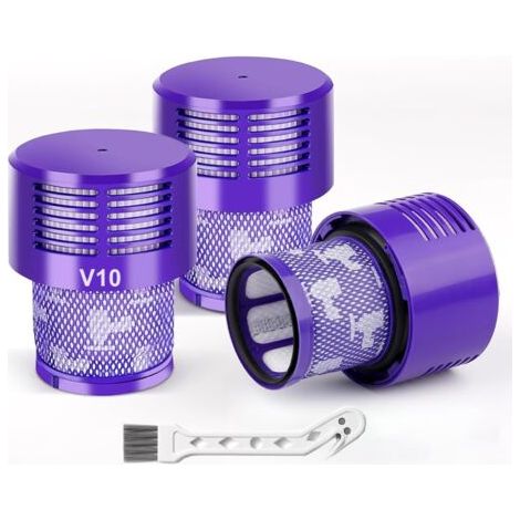 Lot de 3 Filtres HEPA Lavables + 1 Brosse de Nettoyage, Compatibles avec Aspirateur Dyson V10 SV12 Cyclone Absolute Animal Motorhead Total Clean, Remplacement 969082-01 (Non pour V10 Slim) (1/5)